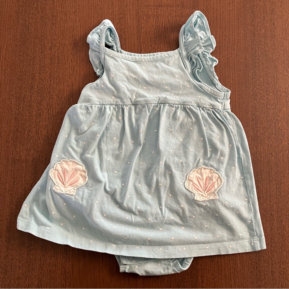 Carter's Blue Summer Beach Baby Onesie Polka Dot Ruffle Shell
